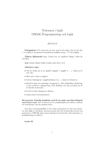 Tentamen i logik 729G06 Programmering och logik