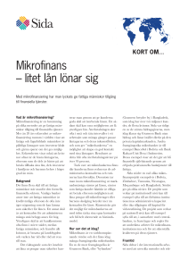 Mikrofinans – litet lån lönar sig