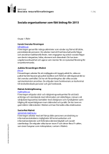 Sociala organisationer som fått bidrag för 2015