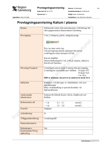 Provtagningsanvisning Kalium i plasma
