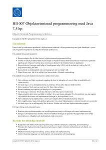 KTH | HI1007 Objektorienterad programmering med Java 7,5 hp