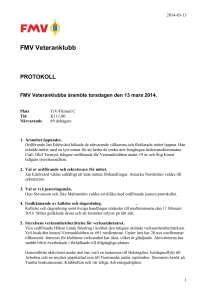 2014-03-13 FMV Veteranklubb PROTOKOLL FMV Veteranklubbs