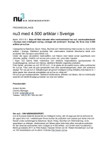 PRESSMEDDELANDE nu3 med 4.500 artiklar i Sverige Berlin