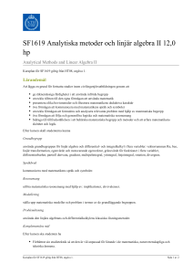 KTH | SF1619 Analytiska metoder och linjär algebra II 12,0 hp