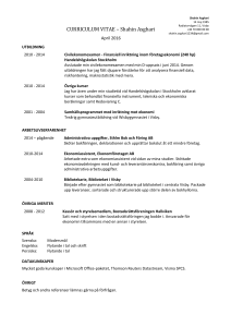Shahin Asghari 14 maj 1985 Radiatorvägen 11, Visby +46 - CV-mall