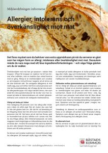 Allergier, intolerans och överkänslighet mot mat