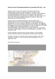 Valfria kursen Presentationsteknik och portfölj AFO 025, 3 hp