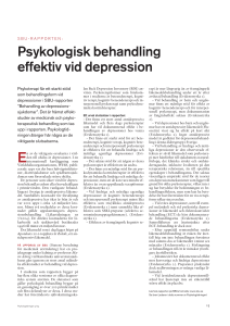 Psykologisk behandling effektiv vid depression