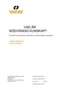 VAD ÄR NÖDVÄNDIG KUNSKAP?