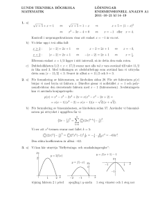 LUNDS TEKNISKA H¨OGSKOLA L¨OSNINGAR MATEMATIK