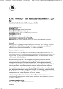 Kursplan - Kemi för miljö- och hälsoskyddsområdet