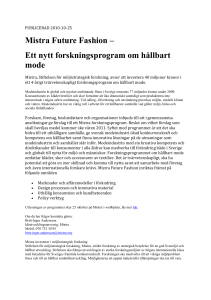 Ett nytt forskningsprogram om hållbart mode