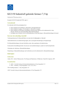 KTH | KE2150 Industriell galenisk farmaci 7,5 hp