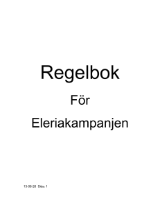 Regelbok För Eleriakampanjen Innehållsförteckning Praktisk