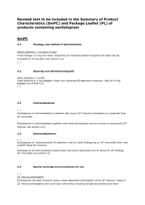 Revised text to be included in the Summary of Product