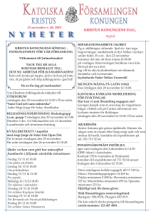N Y H E T E R - Kristus Konungens Katolska Församling
