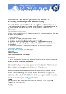HOK Handlingsplan mot mobbning, kränkningar och diskriminering