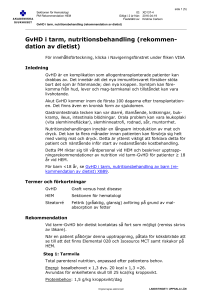 GvHD i tarm, nutritionsbehandling (rekommendation av dietist)