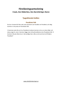 Föreläsningsanteckning I Guds, Den Nåderikes, Den Barmhärtiges