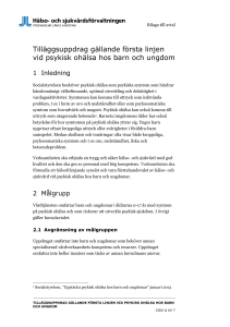 Tilläggsuppdrag gällande första linjen vid psykisk ohälsa hos barn