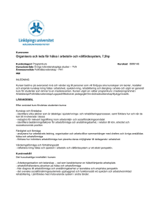 Organisera och leda för hälsa i arbetsliv och välfärdssystem, 7,5hp