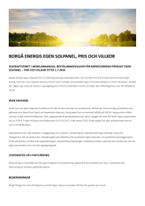 borgå energis egen solpanel, pris och villkor