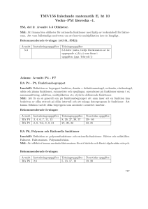 TMV156 Inledande matematik E, ht 10 Vecko