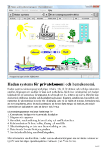 Hadan systems för privatekonomi och hemekonomi.