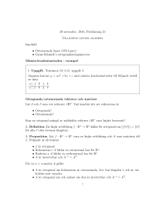 29 november, 2016, Föreläsning 21 Tillämpad linjär algebra