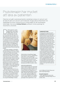 Psykoterapin har mycket att lära av patienten