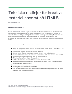 Tekniska riktlinjer för kreativt material baserat på HTML5