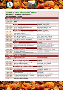 SvTx Höstmöte 2017 Program - Svensk Transplantationsförening