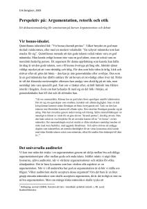 Perspektiv på: Argumentation, retorik och etik