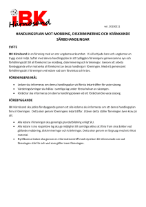handlingsplan mot mobbing, diskriminering och