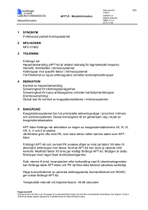 APTT,P- Metodinformation