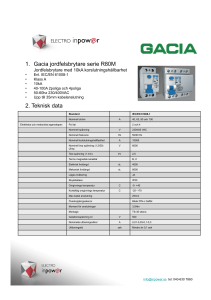 1. Gacia jordfelsbrytare serie R80M 2. Teknisk data