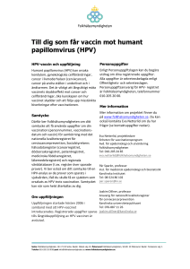 Till dig som får vaccin mot humant papillomvirus (HPV)