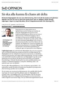 Så ska alla kunna få chans att delta | Brännpunkt