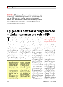 Epigenetik hett forskningsområde – länkar samman arv och miljö