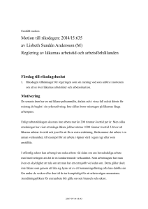 201415M1560 Reglering av läkarnas arbetstid och arbetsförhållanden