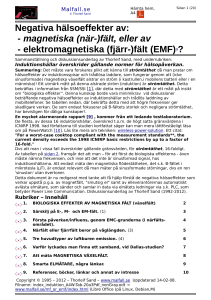 Negativa hälsoeffekter av elektromagnetiska fält och av