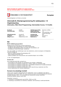 Kursplan Informatik B, Klientprogrammering för