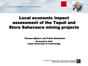 Local economic impact assessment of the Tapuli and