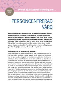 personcentrerad vård - Svensk sjuksköterskeförening