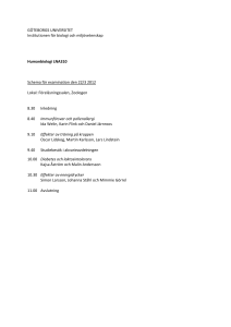 GÖTEBORGS UNIVERSITET Institutionen för biologi och