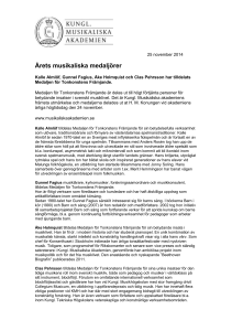 Pressmeddelande - Kungliga Musikaliska Akademien