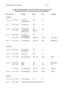 11/12 on 13.15-17.00 Lab: ADH + SDS-gel ML, ME/AW BrLe