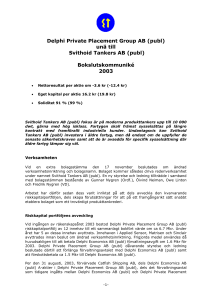 Styrelsemöte - Delphi Private Placement Group AB (publ)
