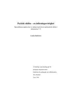 Psykisk ohälsa – en inlärningssvårighet