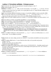 Lektion 2: Periodiska talföljder. Cirkelprocesser.
